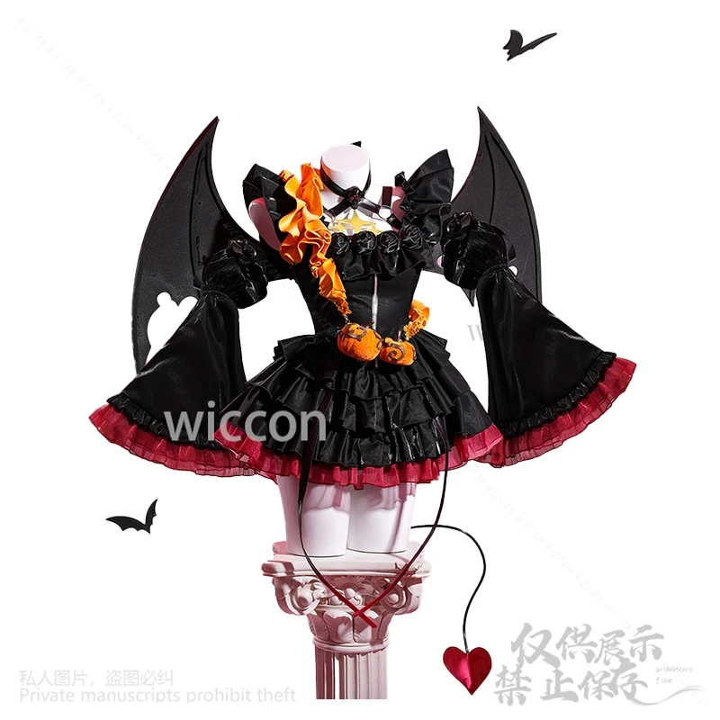 Anime Teto Cosplay Costume Game Vtuber Project Sekai Dress Lolita Dark Little Devil Wing Red Wigs For Halloween Props Customized