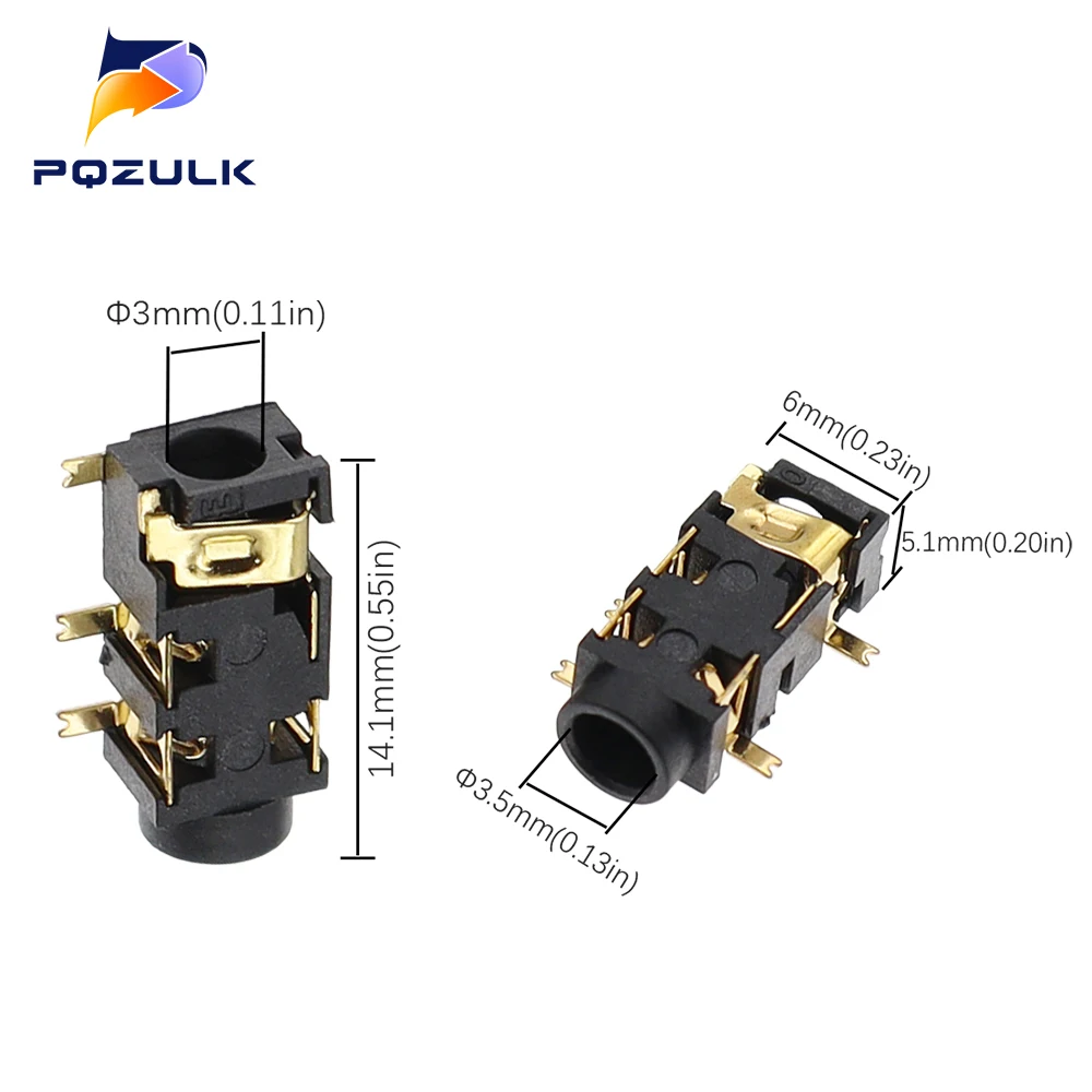 10PCS 3.5MM Headphone PJ-327A Gold-Plated Patch SMD Audio Earphones/Headphone Socket PJ327A