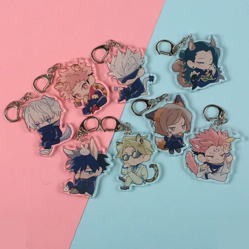 Jujutsu Acrylic Keychain Satoru Gojo Geto Suguru Nanami Kento Key Chain Anime Keyring Props Cosplay Jewelry Gift