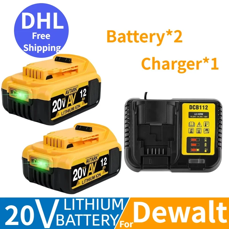 

For Dewalt 18V rechargeable lithium-ion battery⚡20V MAX 12.0Ah replaceableDewalt DCB201 DCB202 DCB203 forDewalt tools