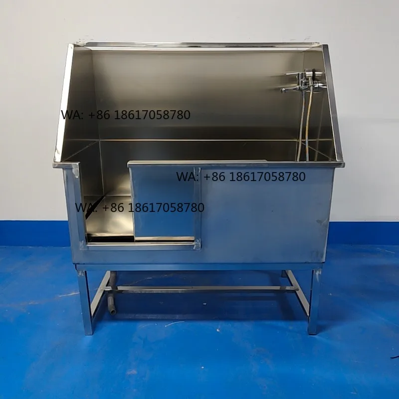 Heavy Duty Stainless Steel Pet Bath Tub with Ramp for Large Dogs