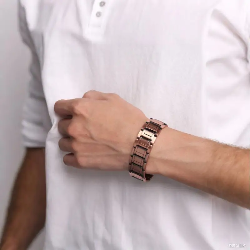 New Copper Plating Magnetic Link Bracelet Health Energy Germanium Jewelry For Men
