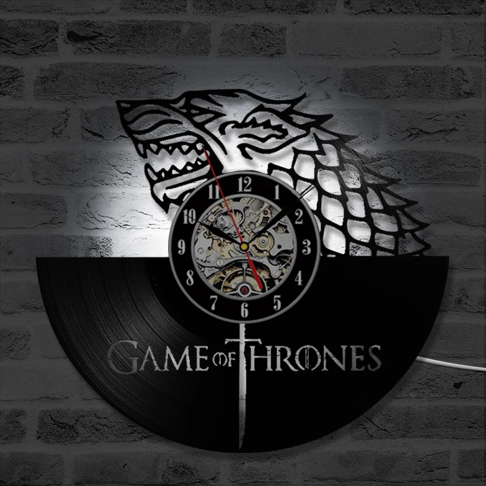 سجل ساعة حائط مسجل فينيل ساعة لعبة من عروش ساعة حائط هدية عيد ميلاد ديكور المنزل