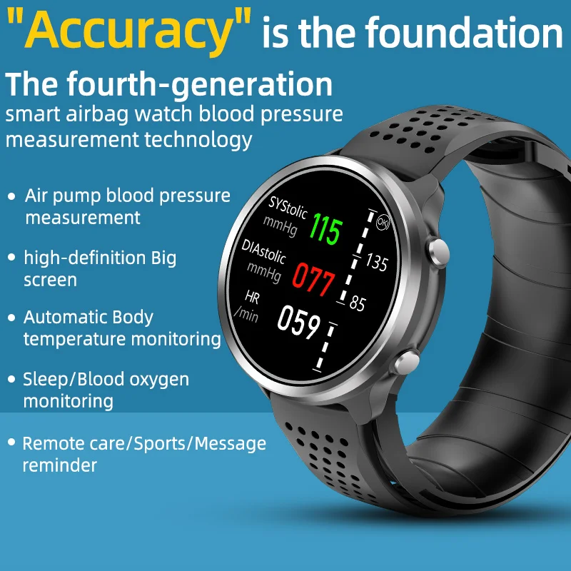 Air pump balloon watch health medical level smartwatch blood pressure monitoring fitness smart watches with air pump balloon