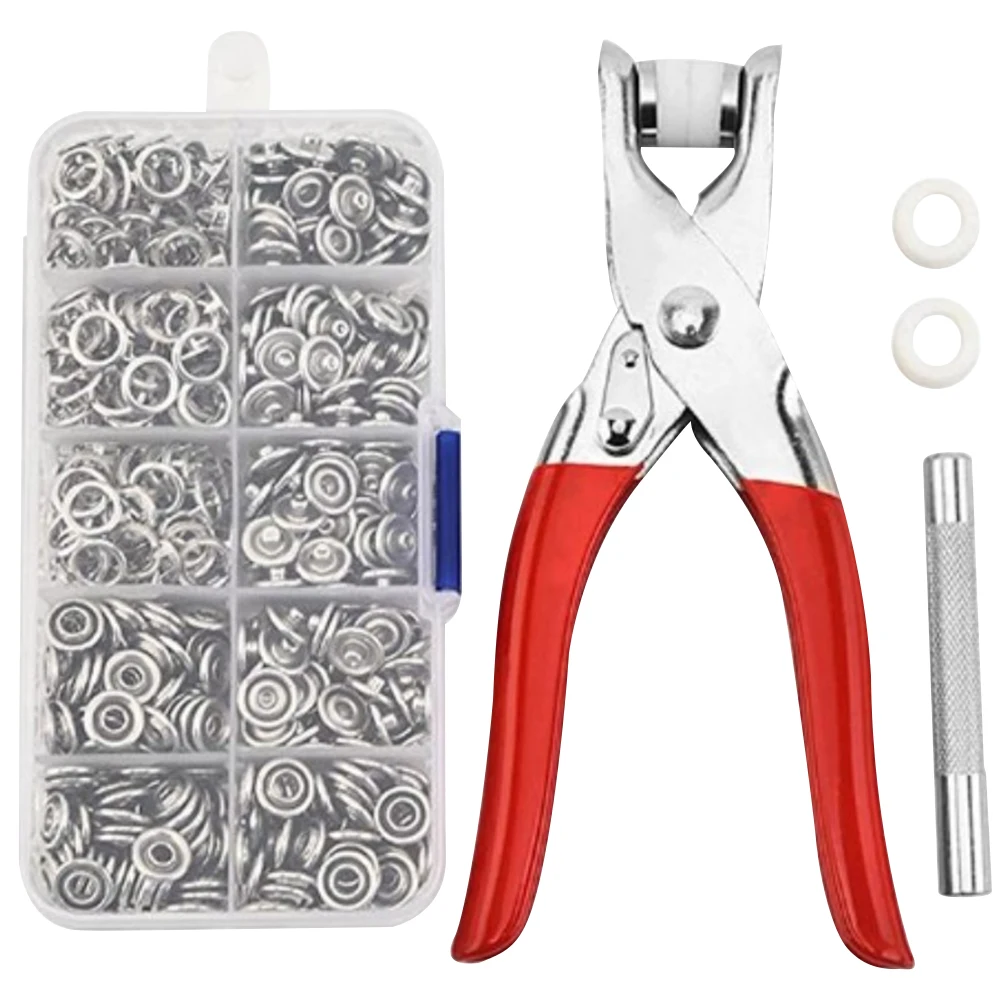 100 Set Metal Snap Button Kit with Snap Pliers Snap Fasteners Kit Fastener Press Tool Kit for Clothing Shirts Romper Denim Shirt