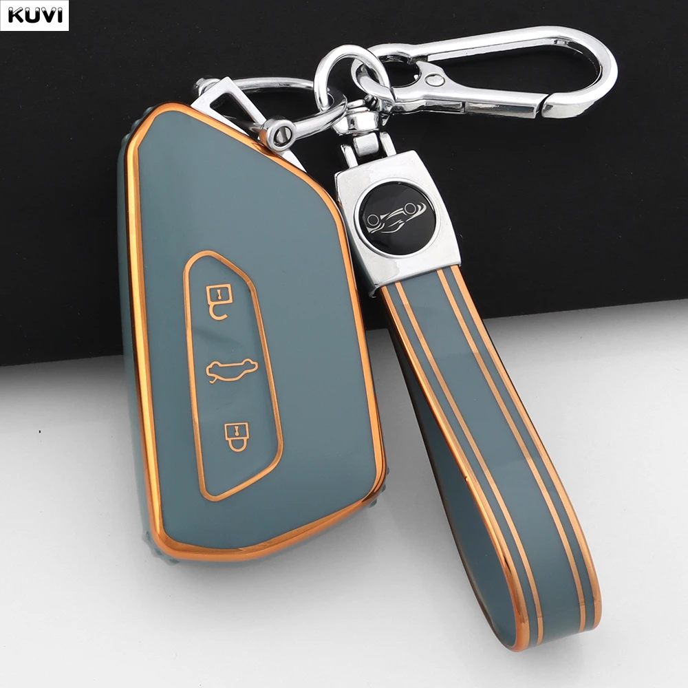 For VW Volkseagen Golf 8 MK8 ID.3 ID.4 Cupra Skoda Octavia A8 SEAT Leon MK4 2020 2021 Formentor Tarraco TPU Car Key Case Cover view 3