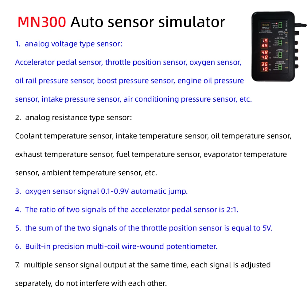 Afbeelding 3: Update! MN300 Auto Sensor Simulator Automotive Tester Auto Rail Zuurstof Oliedruk Flow Sensor Signaalgenerator