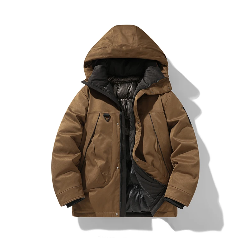 

Outdoor Windproof Streetwear Coats Parkas Mens Loose Solid Windproof Fur Collar Warm Parka Jacket Fashion Casual Windbreaker