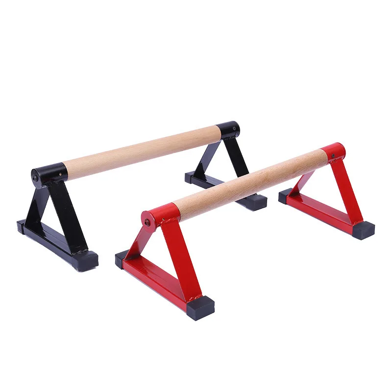 

Iron triangle push-up bracket, beech inverted small parallel bars fitness equipment, wooden handle bracket