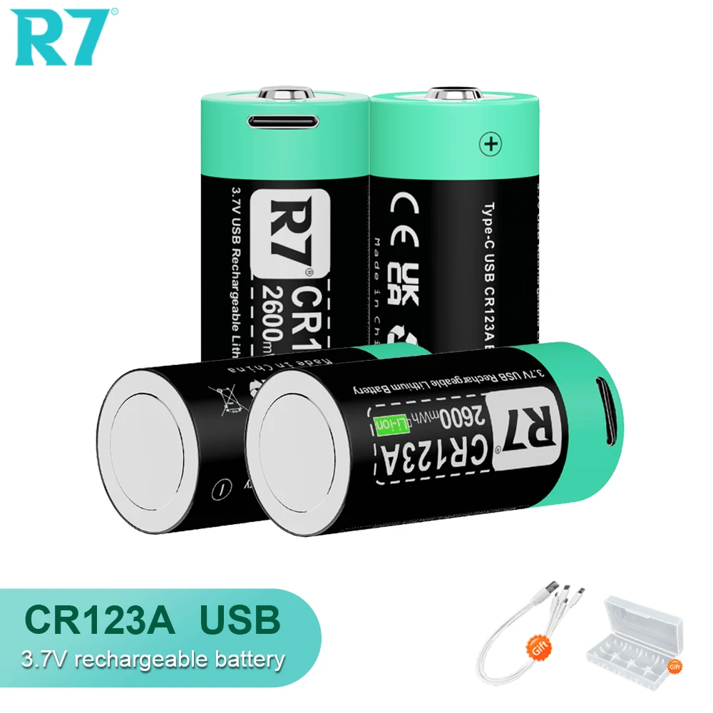 

R7 3.7V CR123A Li-ion 2600mWh rechargeable batteries CR123A 16340 battery for LED flashlight wall, travel 16350 battery