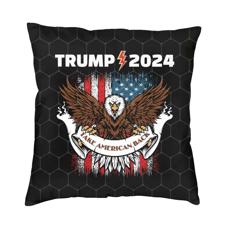 Custom Trump 2024 Eagle Modern Throw Pillow Covers Home Decor America USA Flag Cushion