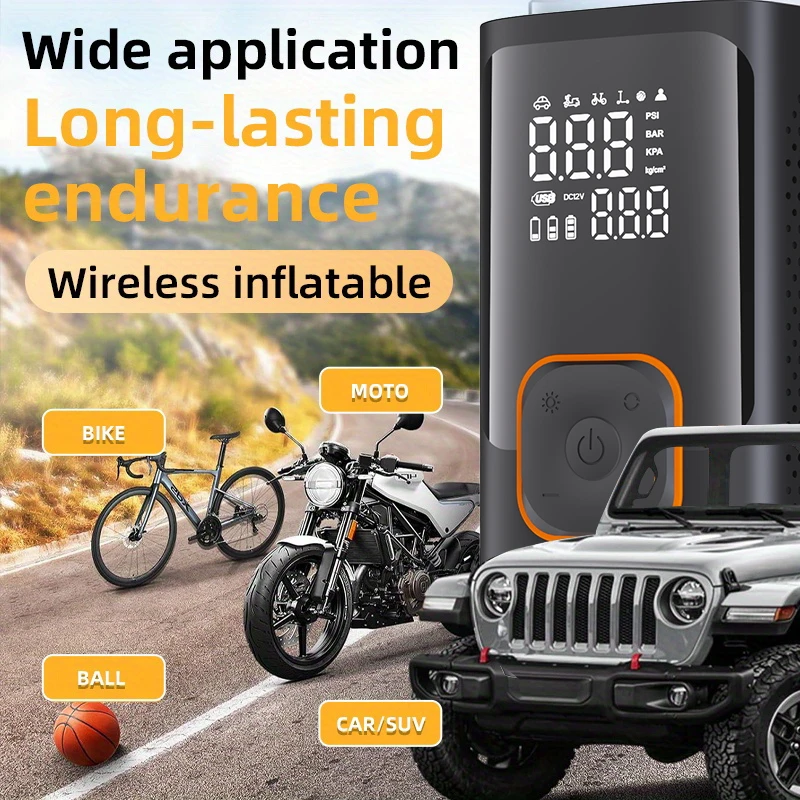 YIJU المحمولة الإطارات الهواء القابلة لإعادة الشحن منفاخ كهربائي لسيارة دراجة ضاغط الهواء الرقمي للدراجات النارية دراجة إطار السيارات #3