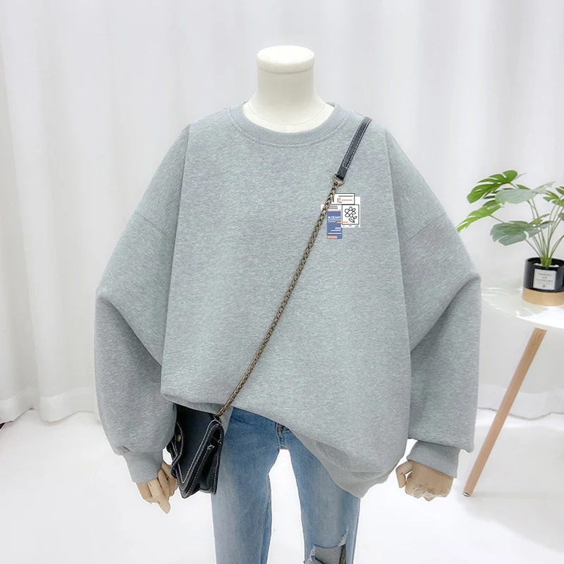 Autumn Vintage Loose Casual Long Sleeve Top Pullovers Fashion Folk Cartoon Printed Sweatshirts Women Clothing O-neck Hoodies