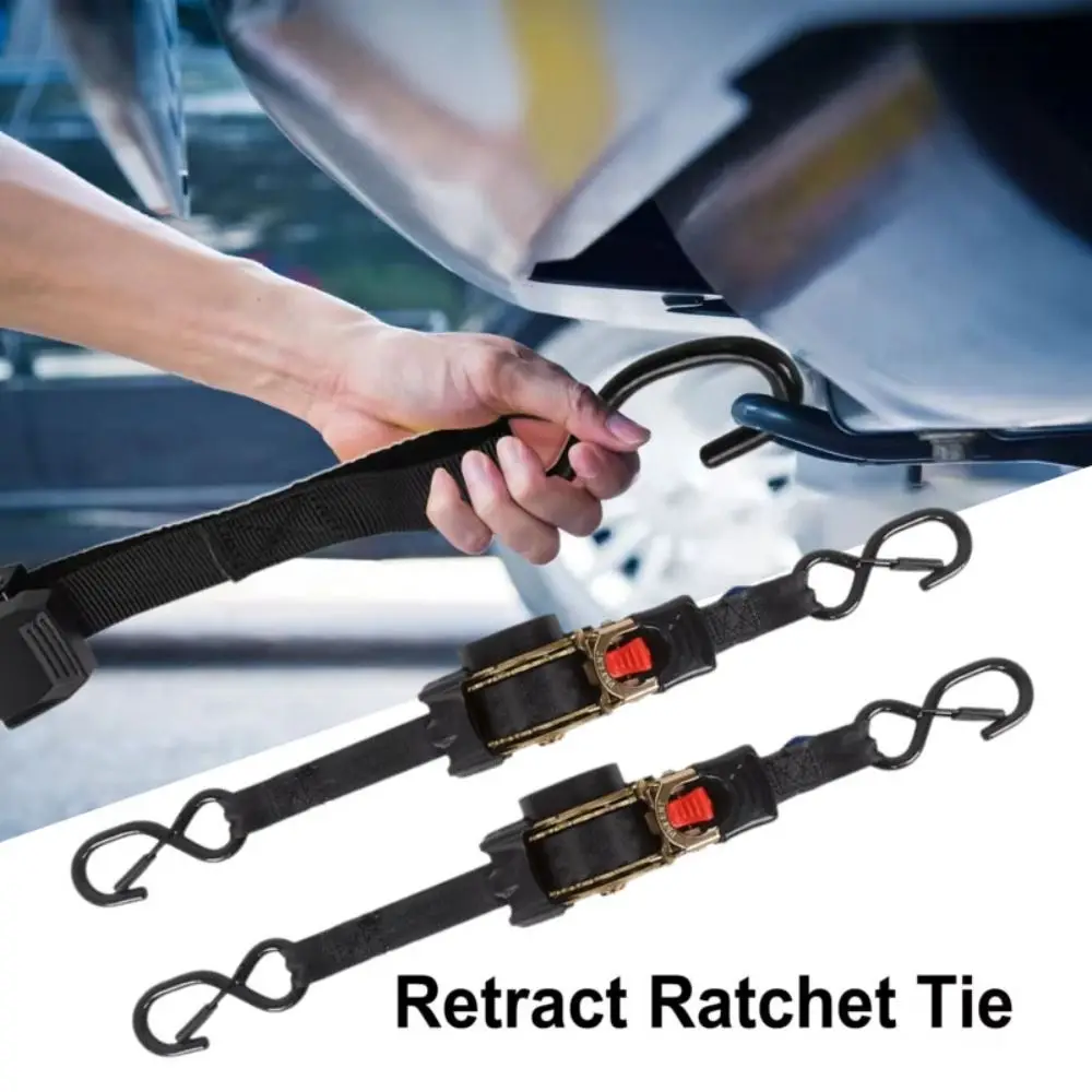 25mm x 2metres Tie Down Belts Self Retracting Fixed Prevent Fall Automatic Rollup Adjustable Length S-hooks Tie Down Strap