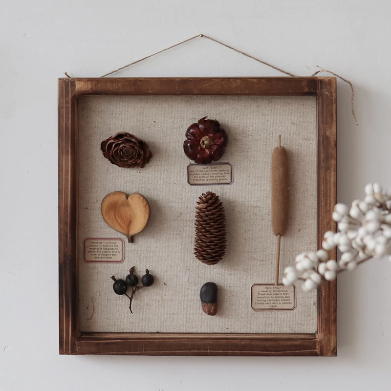 

Cutelife Retro Nordic Wood Photo Frame Specimen Plant Vintage Picture Wall Frames Dried Flowers Picture Poster Frame Home Decor