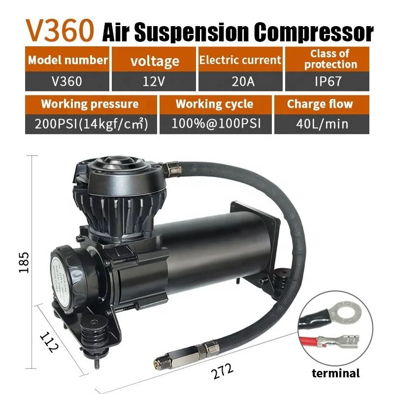 Universal V360 200Psi 58DB Waterproof IP67 Silent Air suspension Compressure/ Pump OUTLET 1/4