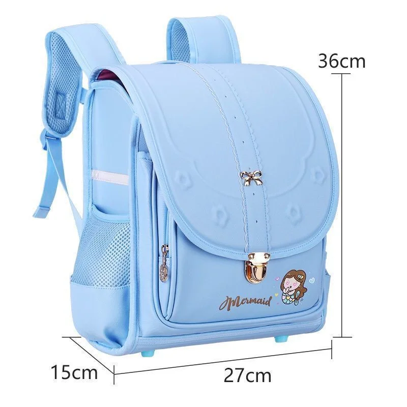 New Children Anime Backpacks Girl Princess Mermaid Boy Dinosaur Fashion Large Capacity School Bags Grade 1-6 Students Pen Bag