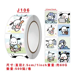 500pcs/Roll Sanrio Pochacco Classic Cartoon Sealing Sticker DIY PVC Laptop Decals Decoration Stiker Reward Gift Toys