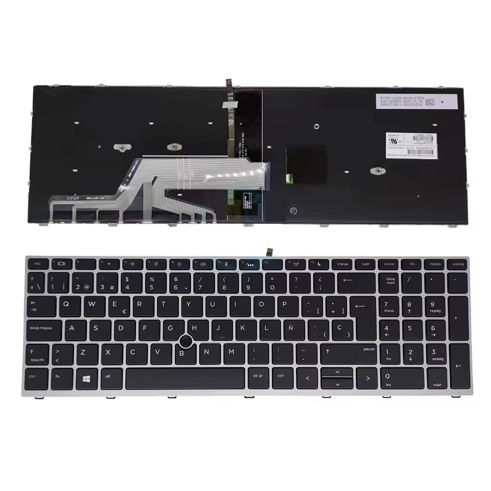 XIN-Spanish SP Backlit Laptop Keyboard For HP Probook 450 G5 455 G5 470 G5 650 G4 650 G5 Backlit L00741 L09595-071 Silver Frame