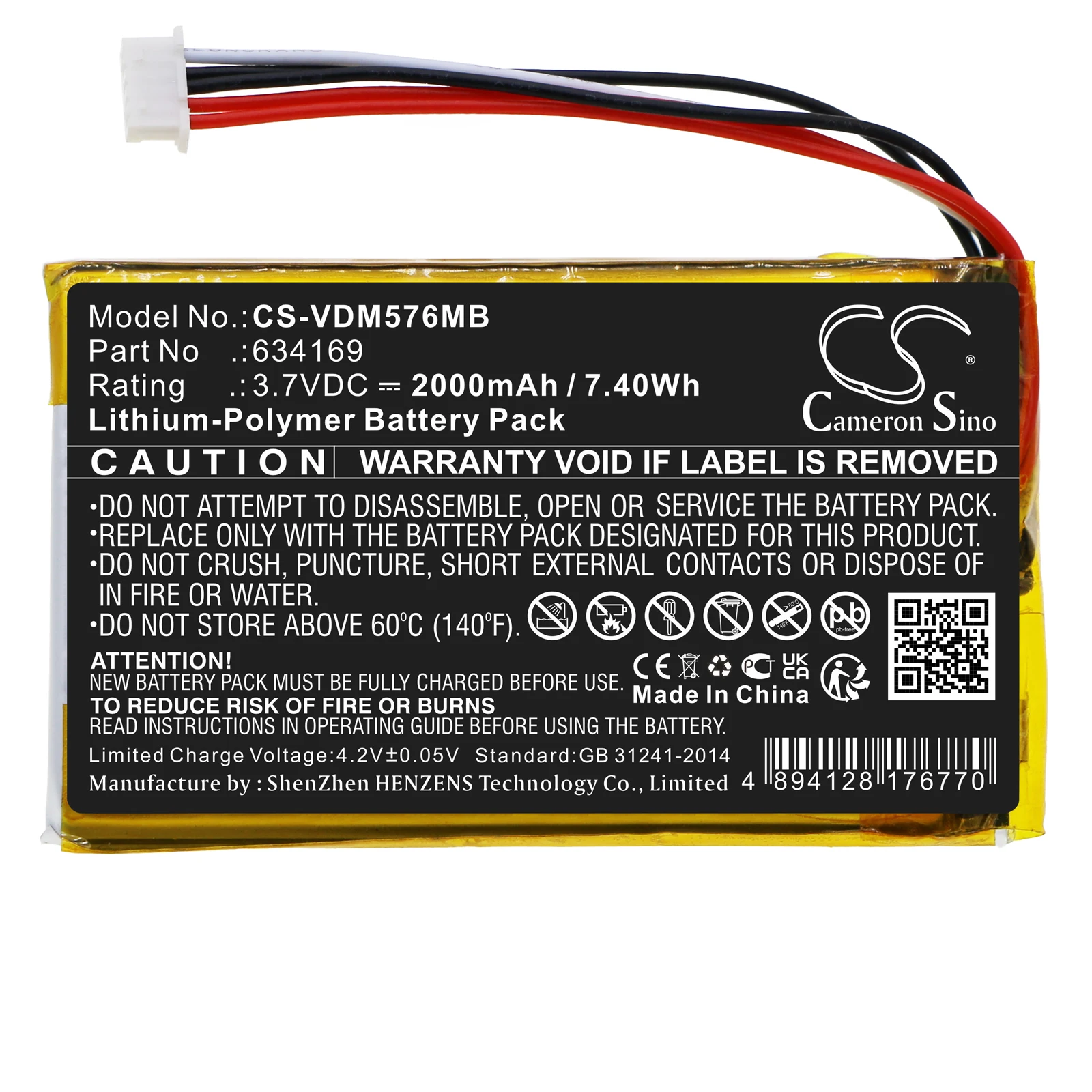 

3.7V 2000mAh BabyPhone Battery 634169 for VTech RM5764HD RM5764-2HD +TOOL