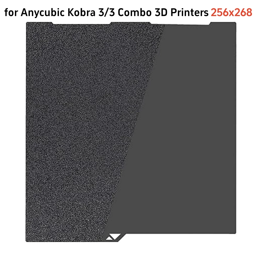 

Лист PEI для Anycubic Kobra 3, сборная пластина 256*268 мм, черная гладкая текстурированная кровать, пружинный стальной лист для Anycubic Kobra 3 Combo