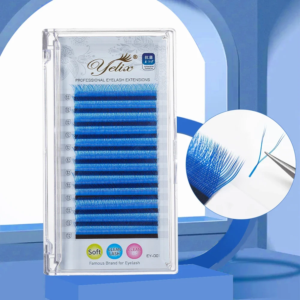 Yelix Colored Lashes Y BLue Yy Shape Eyelash Extensions 0.05 B/C/CC/D Natural Soft Eyelashes Synthetic Mink Bloom False Eyelash