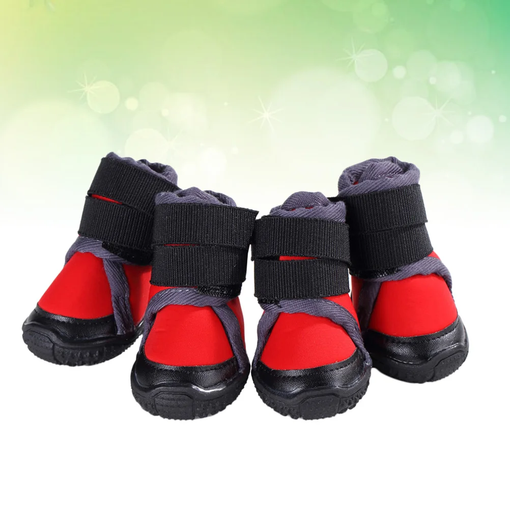 

4pcs Dog Shoes Non-slip Outdoor Medium Large Dogs Red Pet Warm Durable Breathable Protect Paws Pavement Rocks Glass Burrs Ice