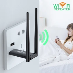 2.4G Wireless WiFi Repeater Extender 300Mbps USB WiFi Signal Amplifier Booster Long Range Wi-Fi Router Home Network Extension