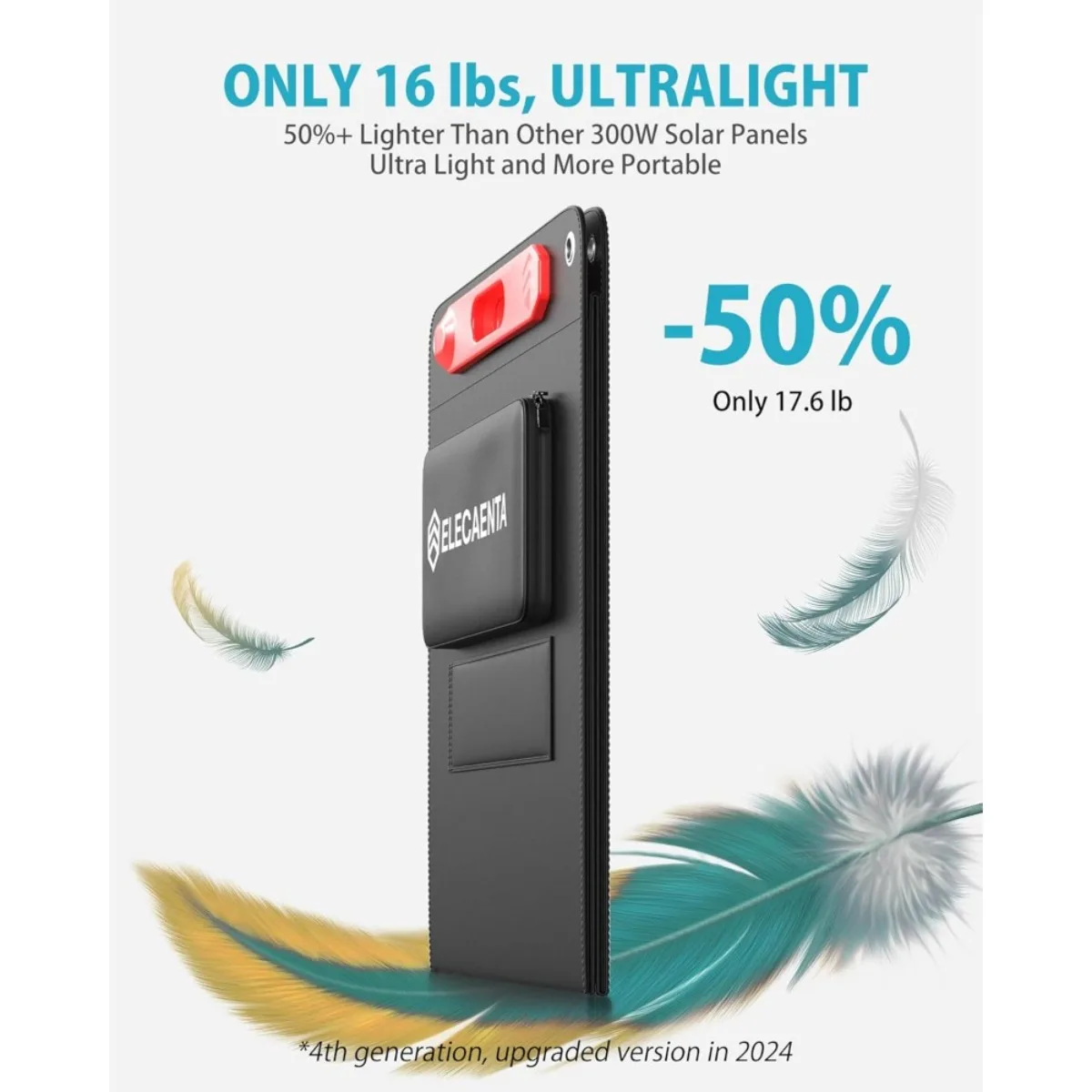 شاحن شمسي خفيف الوزن للغاية بقدرة 300 وات - لوحة قابلة للطي عالية الكفاءة للتخييم