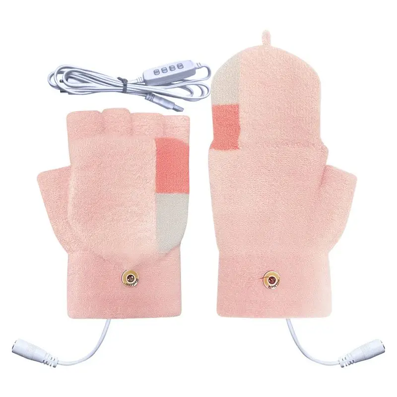 Heated Fingerless Gloves For Women Writing Gloves For Students USB 3 Levels Heating Mittens Full & Half Hands Warmer Gloves For