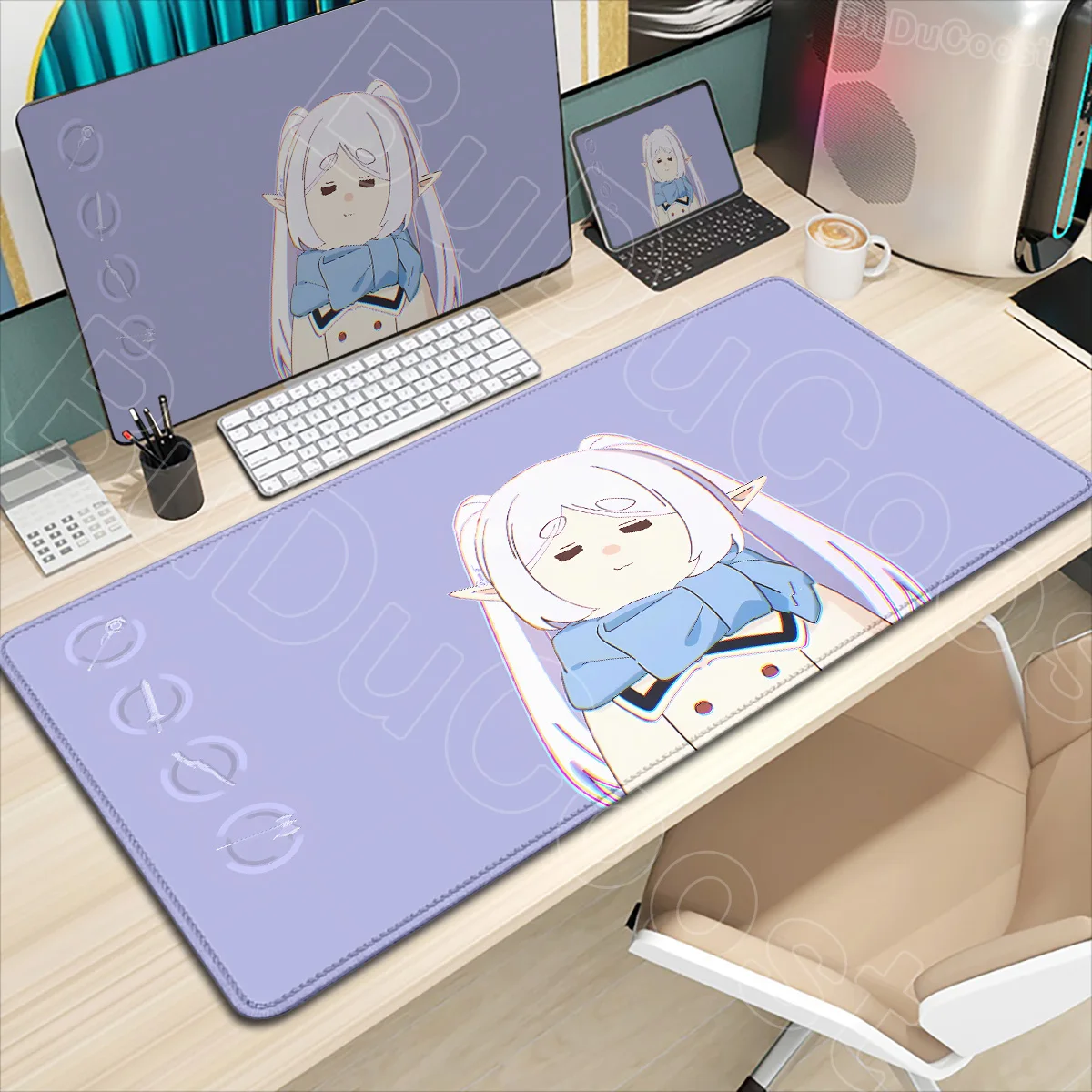 New Wallpaper Beautiful Anime Girl Frieren Mousepad Gaming Office Desk Pads Large Computer Non-slip Lockedge Non-slip Mouse Pad