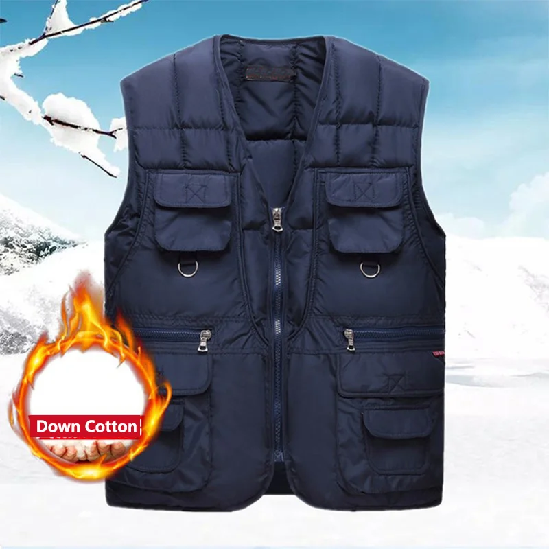 

Men Outdoor Winter Down Cotton Vest Thicken Thermal Waterproof Windproof Waistcoat Climbing Fishing Hiking Large Size