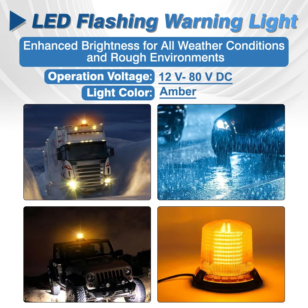 90 LED Strobe Lights Car Truck Roof Top Warning Light Emergency Flashing Beacon With Magnetic Base For Security Auto 12V-80V