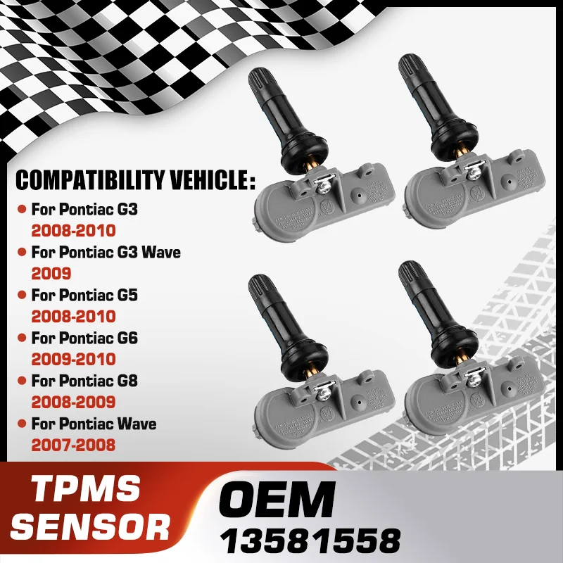 

1/4PCS TPMS Tire Pressure Monitor Sensor For Pontiac G3 Pontiac G3 Wave Pontiac G5 Pontiac G6 Pontiac G8 Pontiac Wave 13581558