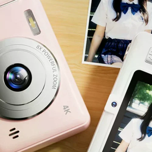 1 Juego de Flash de cámara Dual, 50 millones de píxeles, enfoque automático, cámara inteligente antivibración de nivel de entrada, cámara Digital CCD Retro 4K