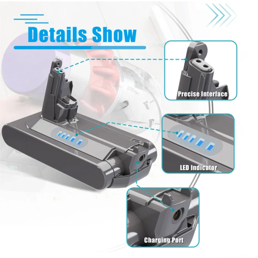 V10 Replacement Battery Lithium-ion 25.2V 6000mA For Dyson V10 Cleaner RH-10 SV12 Battery Pack 7-CELL(206340) SV14 7INR21/70