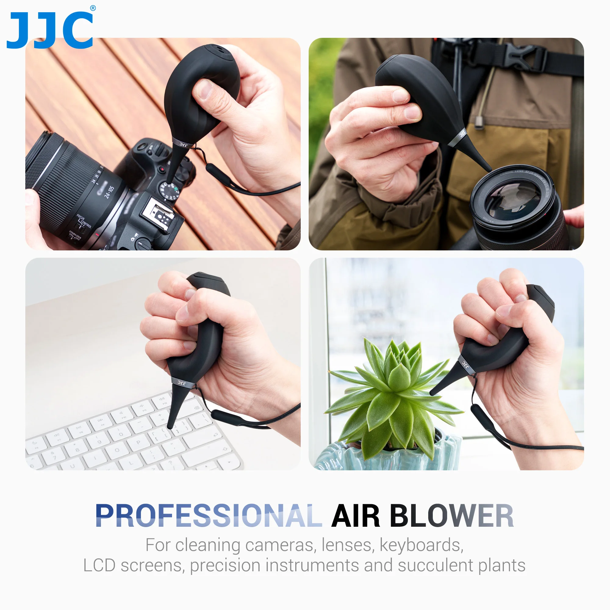 JJC Soft Tip Strong Air Blower Blaster Cleaner for DSLR Camera CCD CMOS Sensor LCD Mirrorless Sensor Bulb Blower for Digital