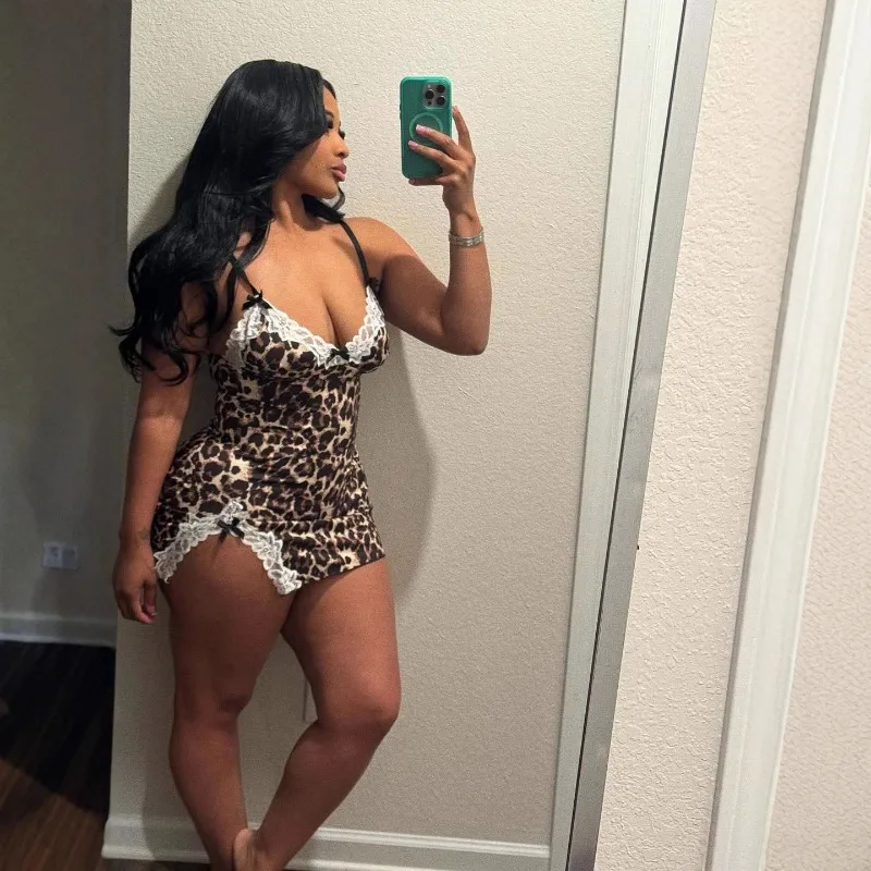Strikken Kant Patchwork Luipaardprint Bodycon Nachtclub Party Mini Jurk Vrouwen Sexy V-hals Spaghettibandjes Backless Split Pyjama