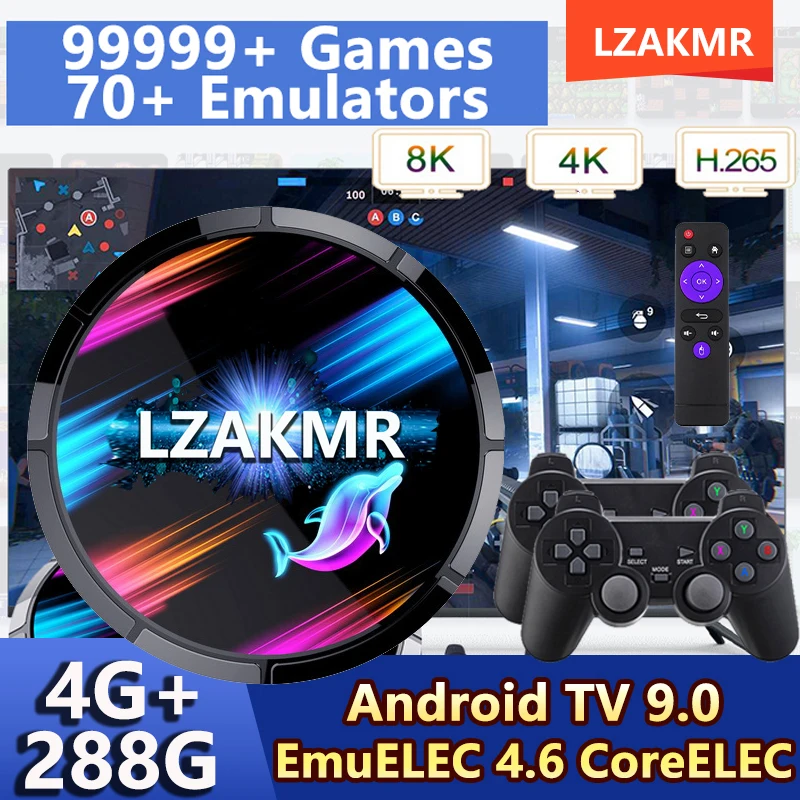 LZAKMR NEW 4K WIFI X3 MAX Retro Game Box Console 32G+256G 70 Emulators For PS1/PSP 99999+ Game Android TV EmuELEC 4.6 CoreELEC