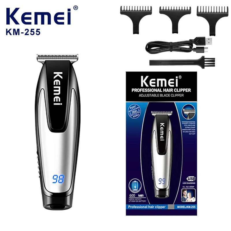 

Kemei KM-255 Carbon Steel Cutter Head Professional Hair Clipper Multifunctional Electric Rechargeable Blade Balding Barber