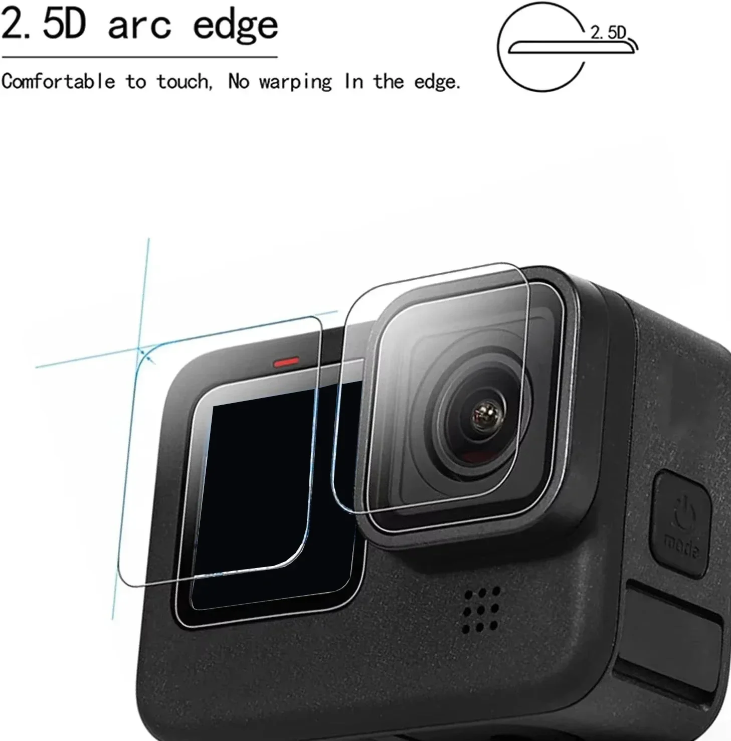 Tempered Glass Screen Protectors for GoPro Hero 12 11 10 9 Camera Lens Glass Protective Films 9H Hardness Full Coverage Film