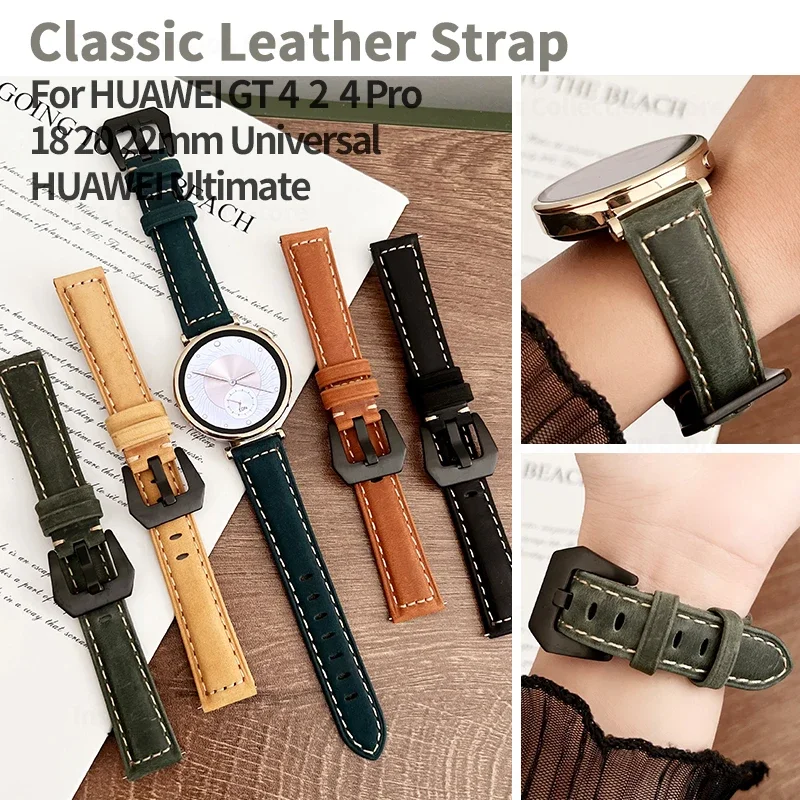 

18mm 20mm 22mm Leather Strap for Huawei Watch GT 4 41mm 46mm Wristband Bracelet for Huawei Watch 4/3/GT3 2 Pro Replacement Band