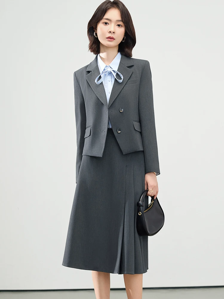 Gray Interview Suit Jacket Women's New Professional Commute Workplace Small Size Suit Set Fashionable Business Style
