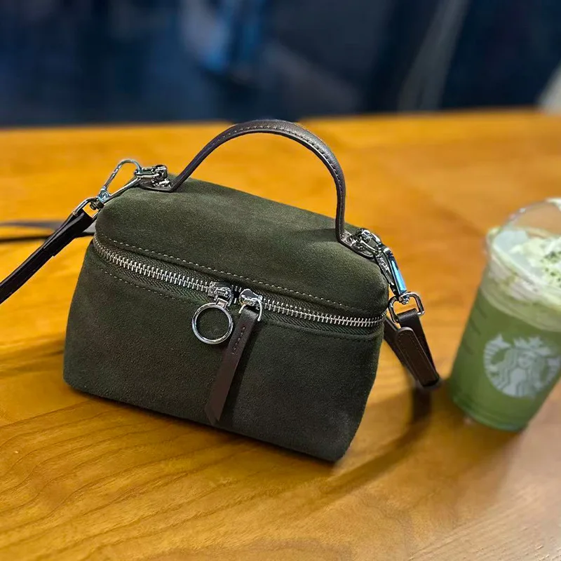 

Winter Women's Suede Top-Grain Leather Crossbody Bag - Mini Shoulder Purse for Girls, Dinner To Office Square Bag