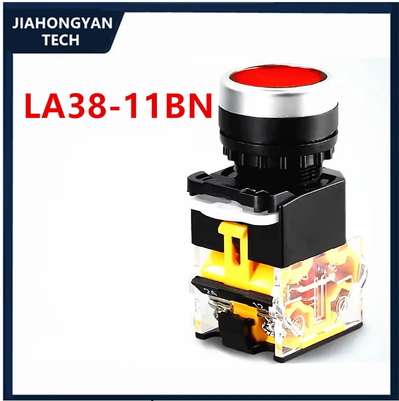 1PCS Push button switch LA38-11BN Power supply with self-locking round start stop self-reset point press type 22MM