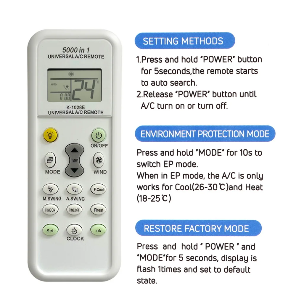 MRSVI 5000 in 1 Universal Air Conditioner Remote Control Lcd A/C Conditioning Controller for Mitsubishi Toshiba Hitachi Fujitsu image 5