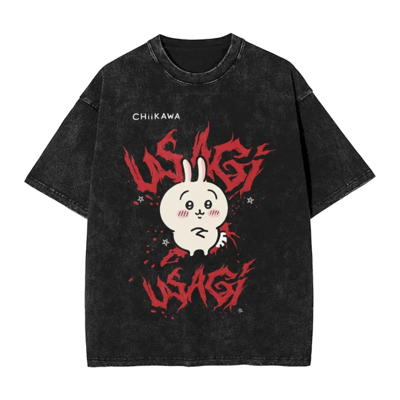 Vintage Washed T Shirt Chiikawa Usagi Hachiware Toilet Loose T