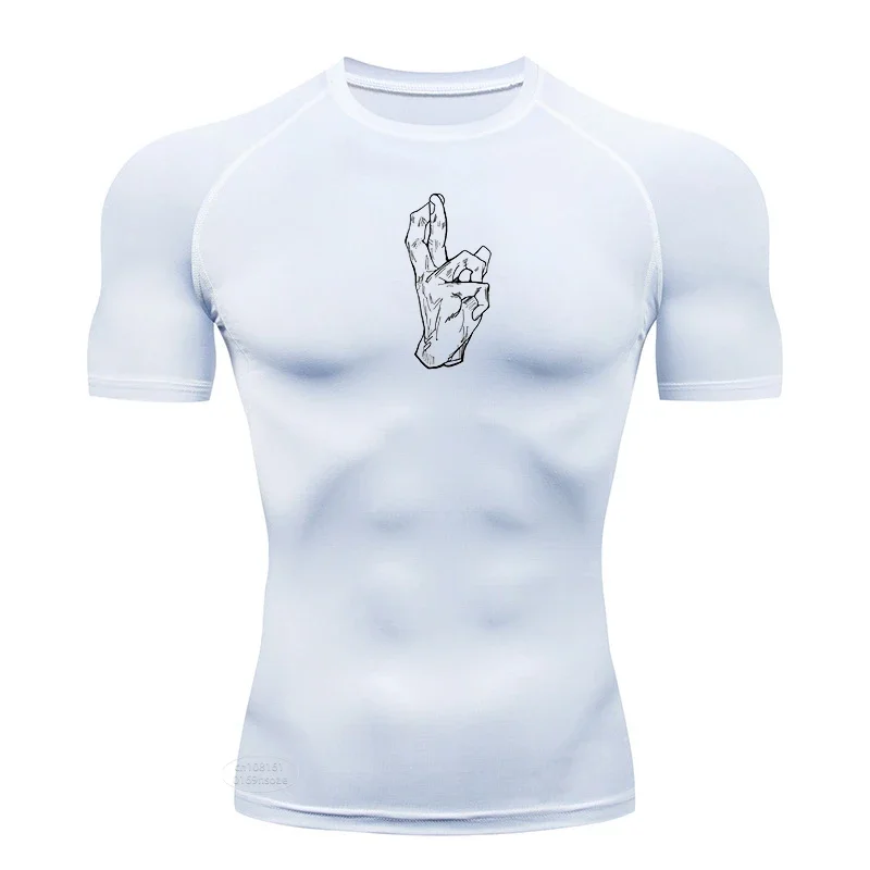 Men Outdoor Jogging Top Sports Compression Shirt Quick-drying Bottoming T-shirt Sports Gym Fitness Training Short-sleeved S-3XL