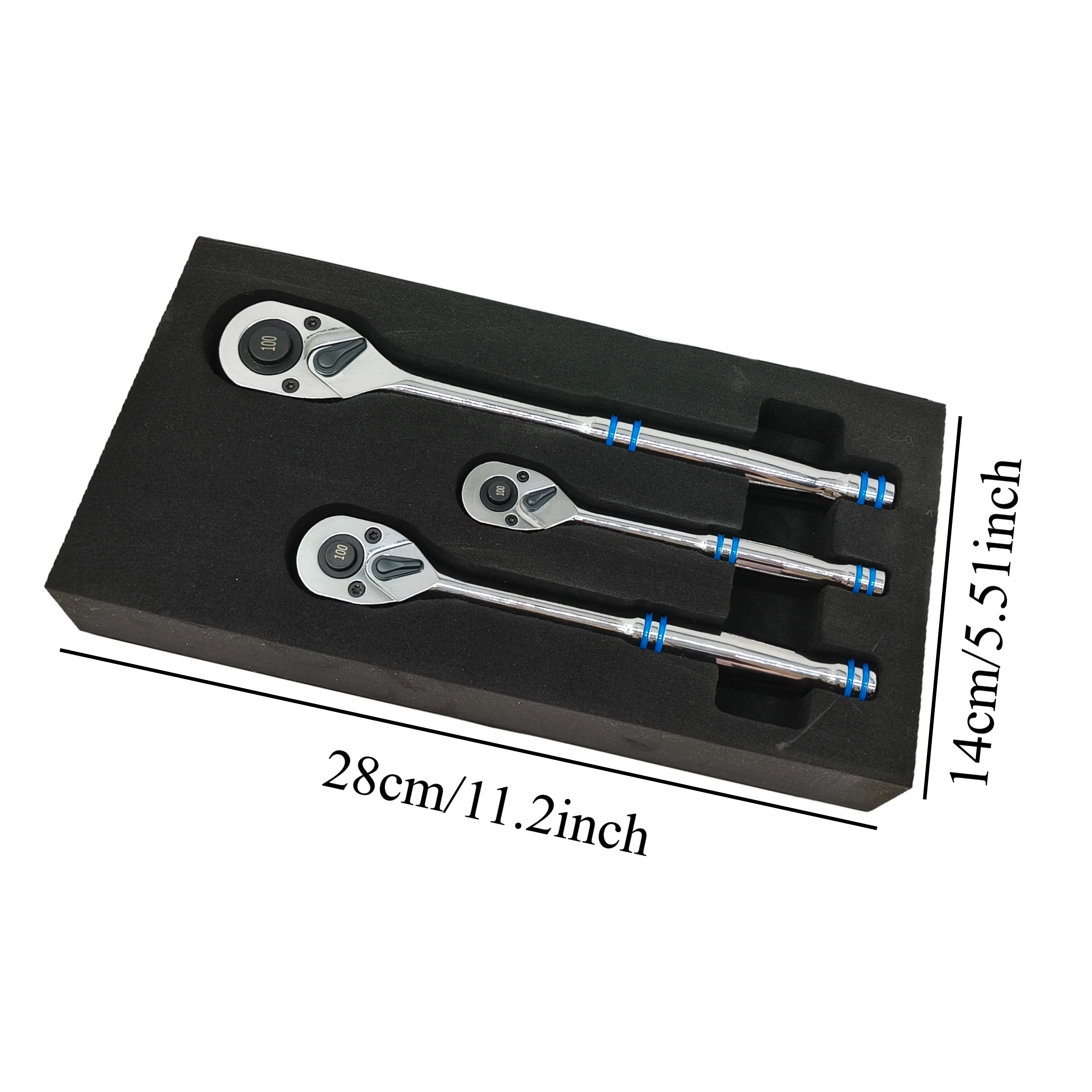 3 pçs 100 dentes catraca lidar com chave multiferramenta ferramentas para catraca 1/4 "3/8" 1/2 "drive catraca resistente chave ajustável