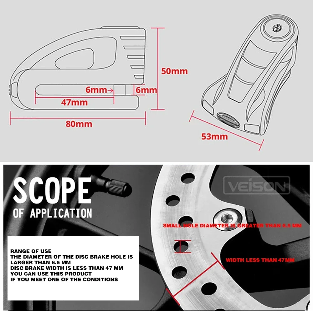 VEISON Safety Motorcycle Disc Lock Bicycle Anti theft Scooter For Harley Triumph Indian BMW Honda Yamaha Suzuki Kawasaki scooter